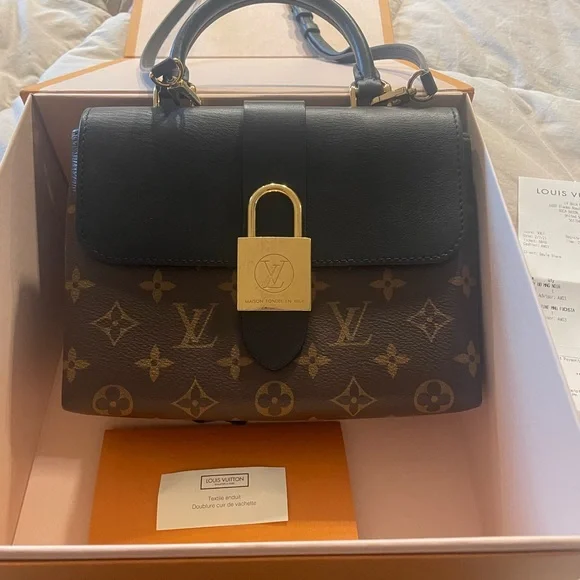 Louis Vuitton Black & Brown Monogram Lock-Front Satchel - Picture 1 of 6